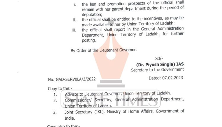 Deputation-of-Ms-Tsewang-Lamo-Fisheries-Development-Assistant-to-Union-Territory-of-Ladakh