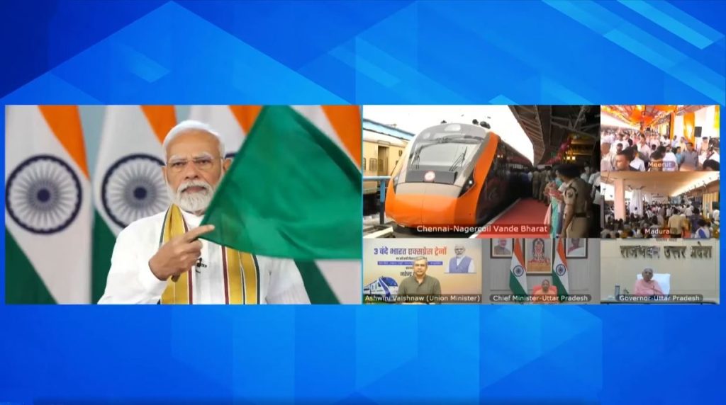 PM Modi flagging off 3 new Vande Bharat Express trains via video conferencing (2)